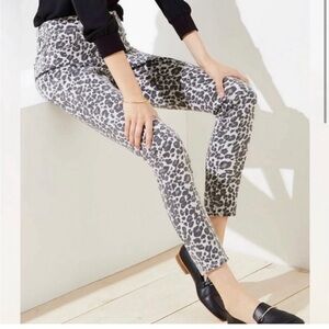 Loft curvy modern skinny cheetah jeans grey